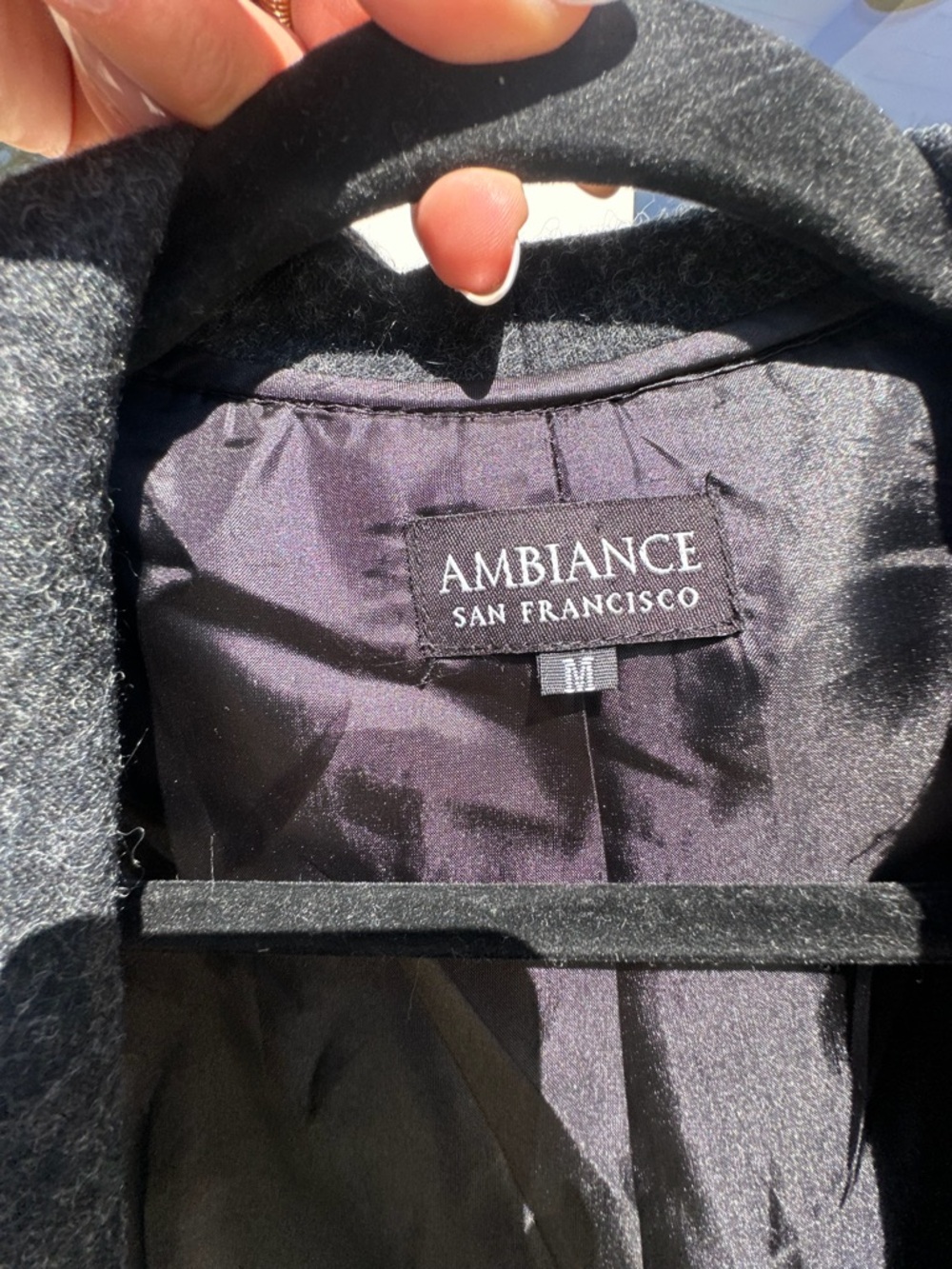 Ambiance Gray Wool Coat with Black Lining